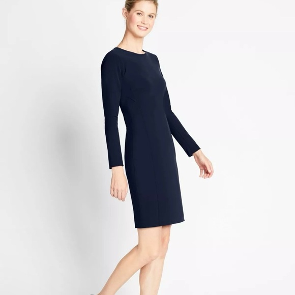 NWT Of Mercer Morgan Dress Navy Blue Long Sleeve Knee Length Shift Size 00 - Picture 8 of 8